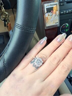 Round Cut with Halo Moissanite Ring